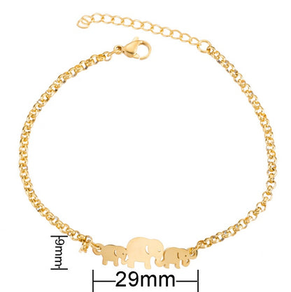 Guldfärgade Charms Armband Femme Rostfritt Stål Dam Smycken Tur Origami Elefantarmband Vänskapsgåvor