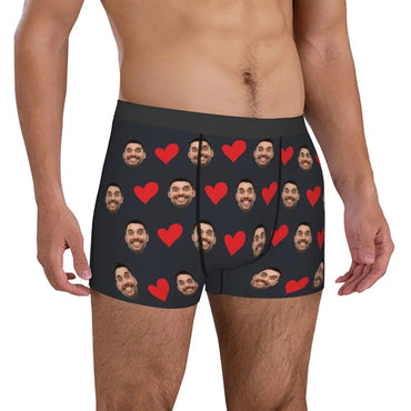 Sous-vêtements personnalisés avec Photo de visage, Boxer personnalisé en forme de cœur, slip personnalisé pour hommes, cadeau pour mari, cadeau d'anniversaire pour papa