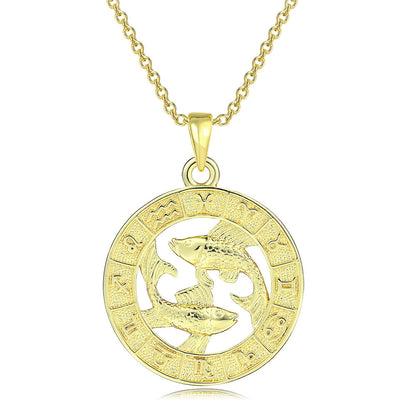 Men Female 12 Zodiac Sign Gold Pendant Necklace Jewelry New