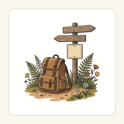 Ryggsäck vid vägskylt – transparent PNG-motiv (clipart)