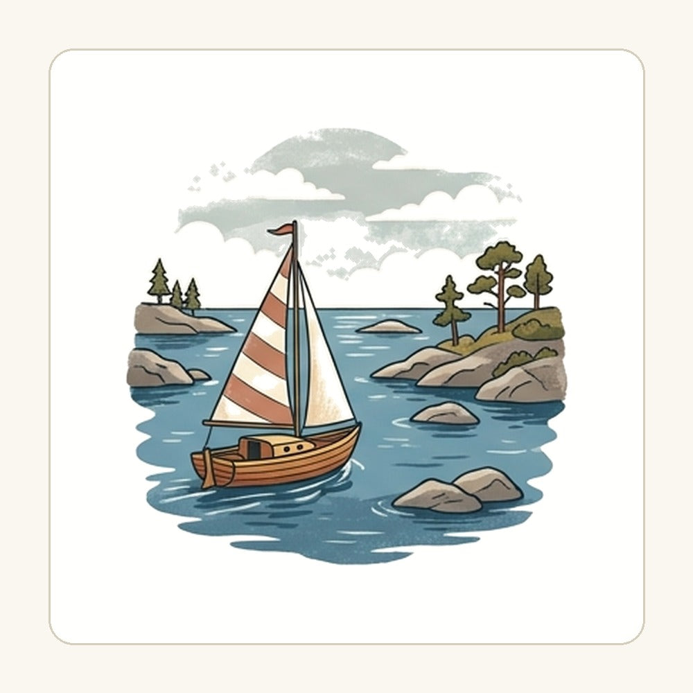Segelbåt i skärgård – transparent PNG-motiv (clipart)