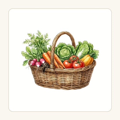 Grönsakskorg – transparent PNG-motiv (clipart)