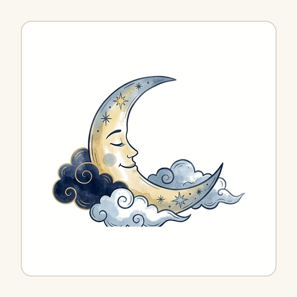 Månskära och moln – transparent PNG-motiv (clipart)