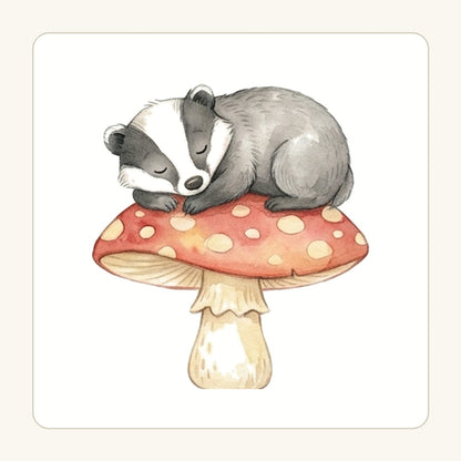 Grävling på svamp – transparent PNG-motiv (clipart)