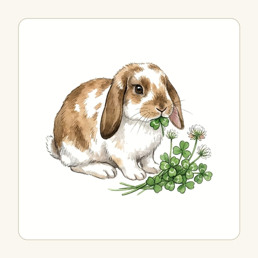 Kanin med klöver – transparent PNG-motiv (clipart)