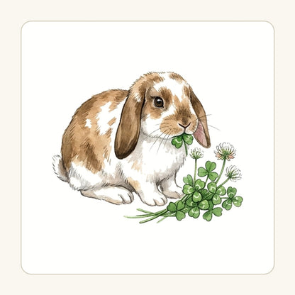 Kanin med klöver – transparent PNG-motiv (clipart)