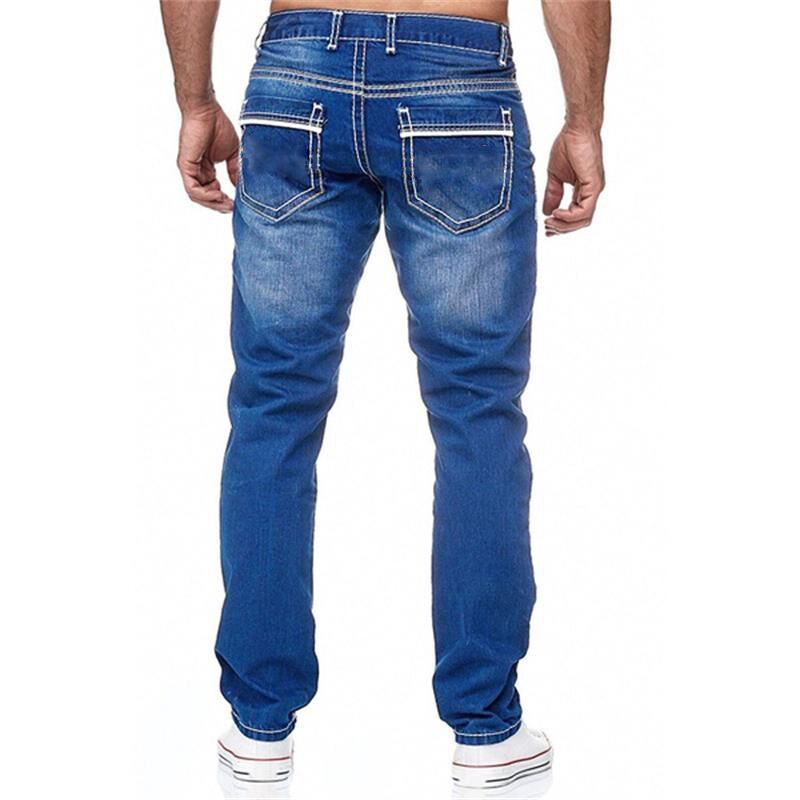 Men Jeans With Pockets Straight Pants Business Casual Daily Streetwear Trousers Men's Clothing