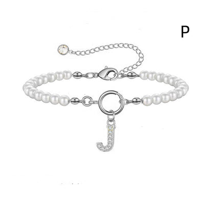 2024 Nytt Mode Toggle Lock Initial Armband Kvinnor AZ Bokstav Hänge 6mm Pärlarmband För Kvinnor Smycken Gåva