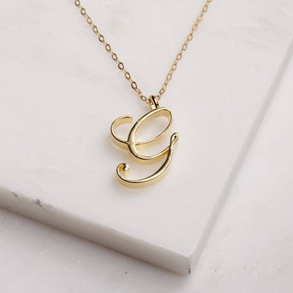 Gold 26 Old English Initial Letter Necklaces For Women