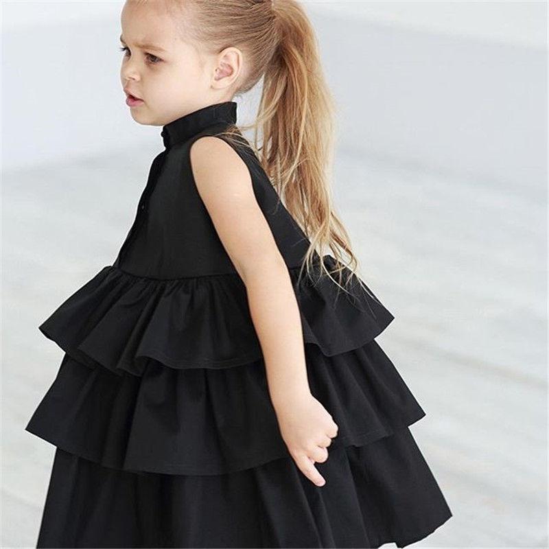 Robe simple sans manches pour petites et moyennes filles, couleur unie, à la mode