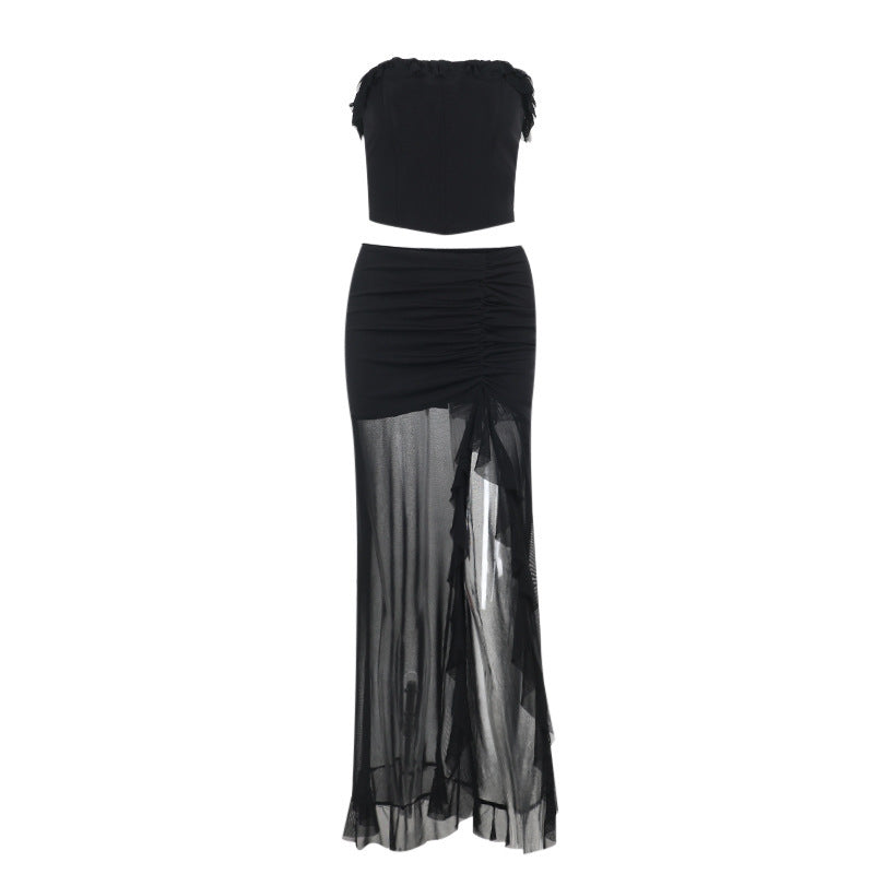 Tube Top Mid-length Dress Set Women