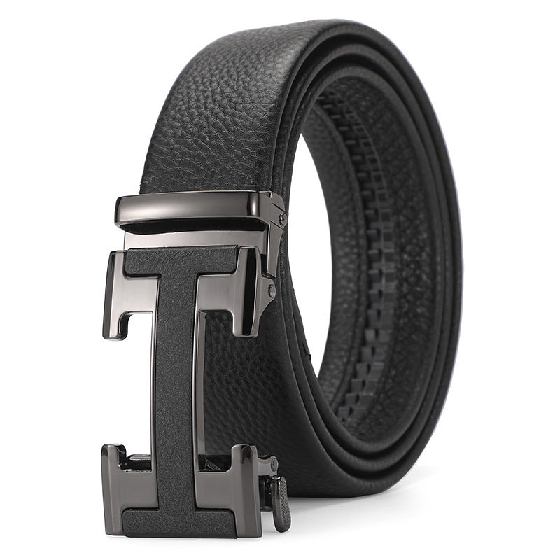 Men's Genuine Leather Automatic Pure Leather Belt - Authentic Confidence