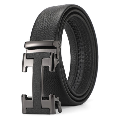 Men's Genuine Leather Automatic Pure Leather Belt - Authentic Confidence