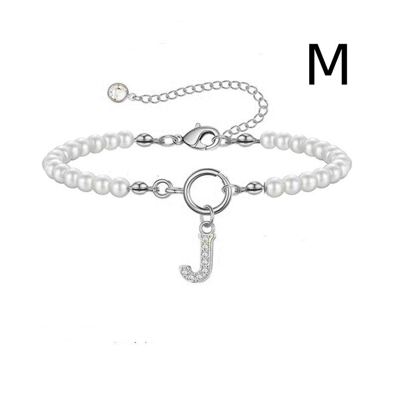 2024 Nytt Mode Toggle Lock Initial Armband Kvinnor AZ Bokstav Hänge 6mm Pärlarmband För Kvinnor Smycken Gåva