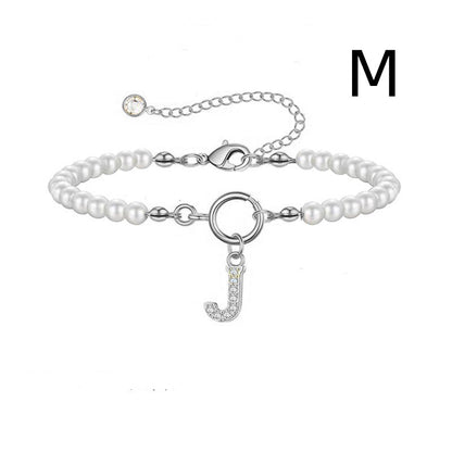 2024 Nytt Mode Toggle Lock Initial Armband Kvinnor AZ Bokstav Hänge 6mm Pärlarmband För Kvinnor Smycken Gåva