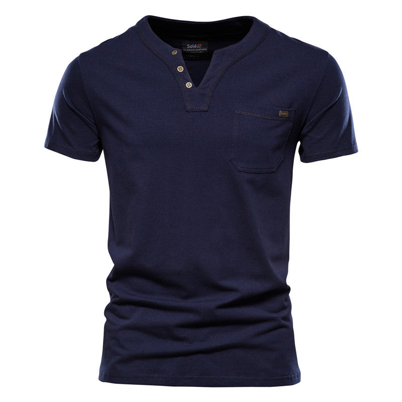 Sports T-shirt Slim Cotton Pocket Men