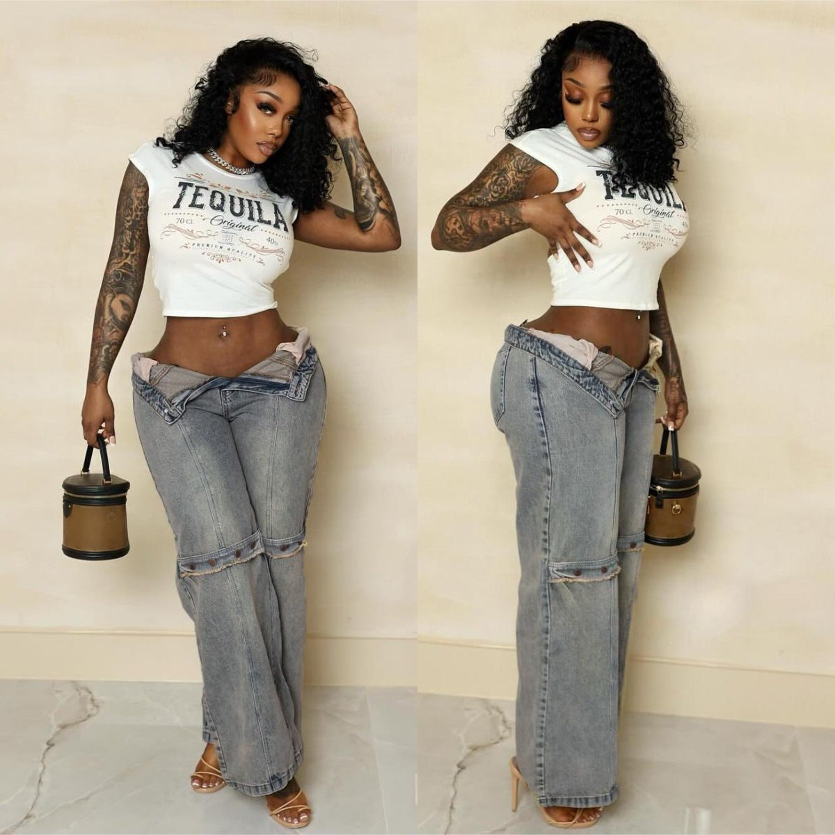 Y2K Baggy Wide Leg Jeans - Vintage Streetwear Washed Denim