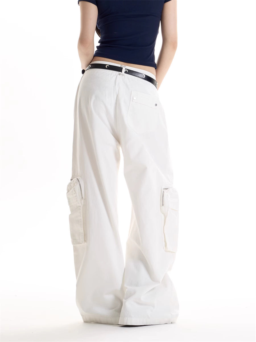 American Retro Hot Girl Style Multi-pocket Cargo Pants