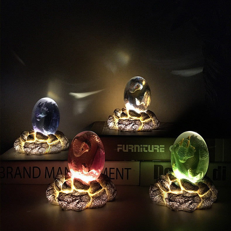 LED Lava Drage ägg Dekor Dinosaur ägg staty Resin Dragon ägg kristall Mineral Gemstone Reiki Hem Inredning