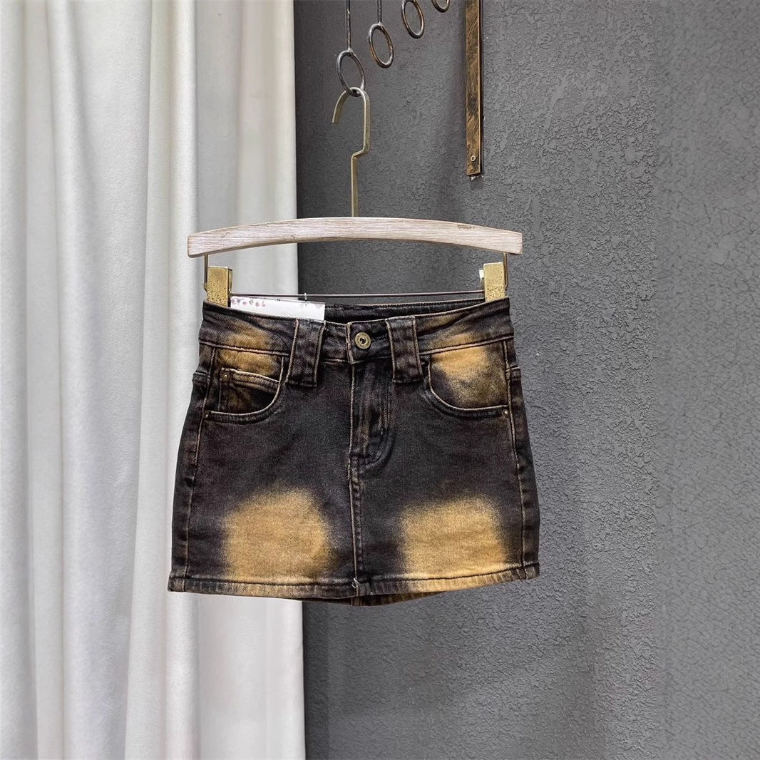 Womens Retro All-Match Sassy Denim Skirt