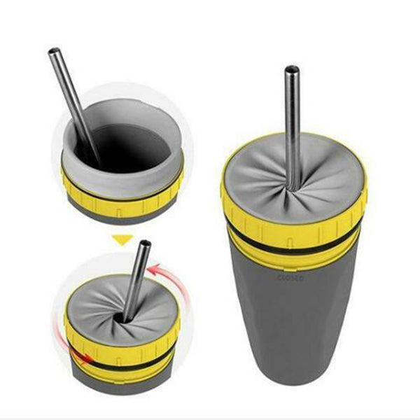 No Cover Twist Cup Rese Bärbar Cup Dubbelisolering Tumbler Halm Sippy Vattenflaskor Bärbar För Barn Vuxna