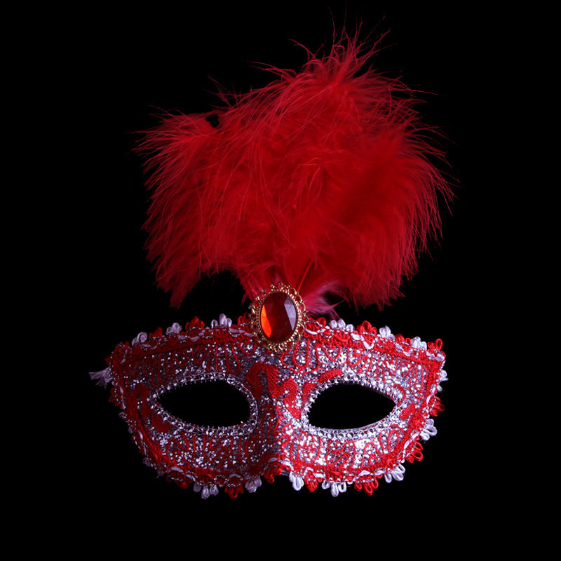 Masque de plumes en cuir, masque de fête de bal