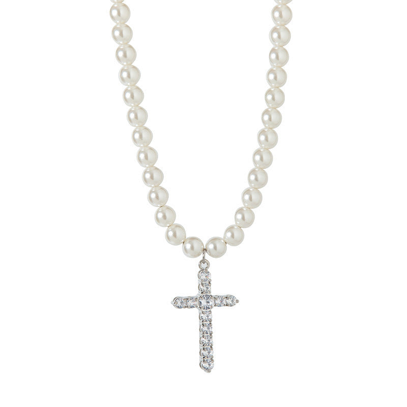 Fashion Pearl Cross Necklace For Men