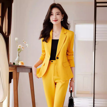 Red Blazer Women's Fall Winter Fashion Temperament Goddess Style Suit Suit