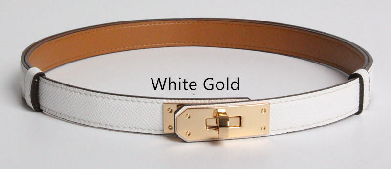 High Quality Women Real Leather 1.8cm Width Belts Golden