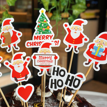 Ensemble de 9 pièces de décoration de carte de gâteau de père noël de dessin animé