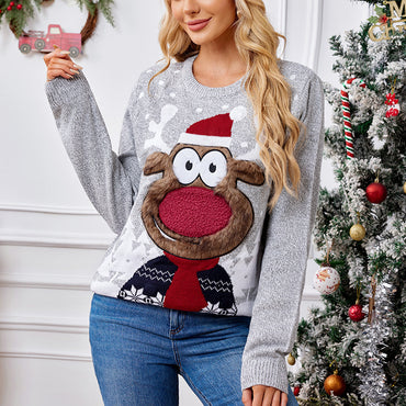 Loose Casual Parent-child Gray Pullover Christmas Sweater