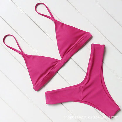 Solid Color Bikini Sexy Strappy Swimsuit