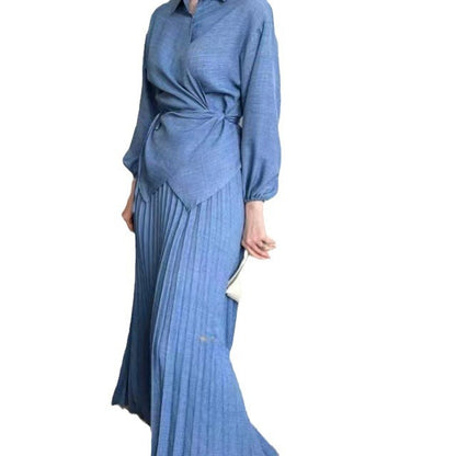 Ny muslimsk elegant och moderiktig plisserad kjol med knytning i damernas stil