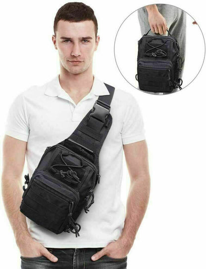 Sac à dos tactique pour hommes, sac à bandoulière de poitrine, corps Molle, pochette de jour noire