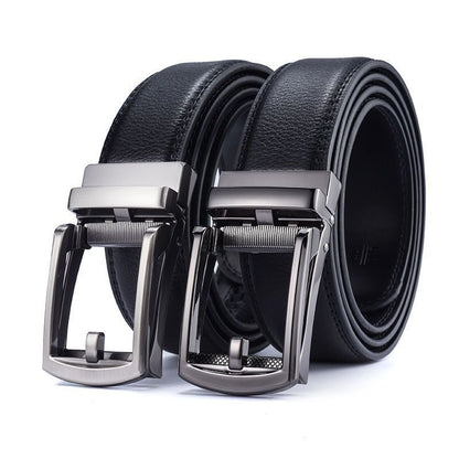 Men's Premium Two-Layer Cowhide Leather Belt Automatic Buckle - Elite Construction