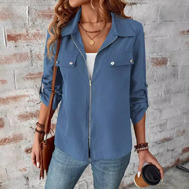 Spring, Autumn And Winter New Lapel Zipper Cardigan Outerwear