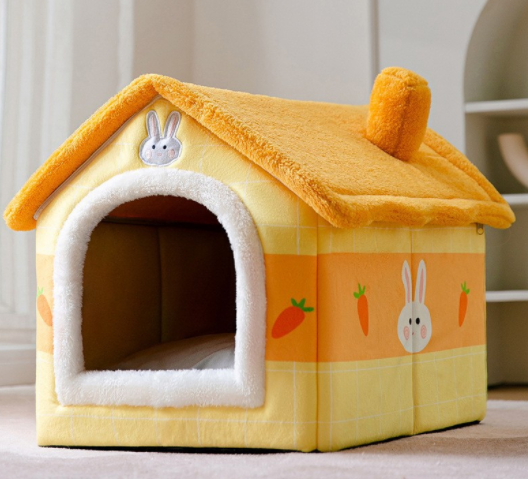 Maison pliable pour chien et chat, lit d'hiver pour chien, niche de sommeil, nid amovible, grotte chaude et fermée, canapé, fournitures pour animaux de compagnie