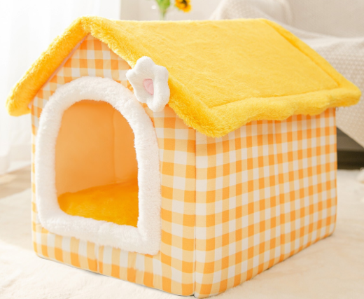 Maison pliable pour chien et chat, lit d'hiver pour chien, niche de sommeil, nid amovible, grotte chaude et fermée, canapé, fournitures pour animaux de compagnie