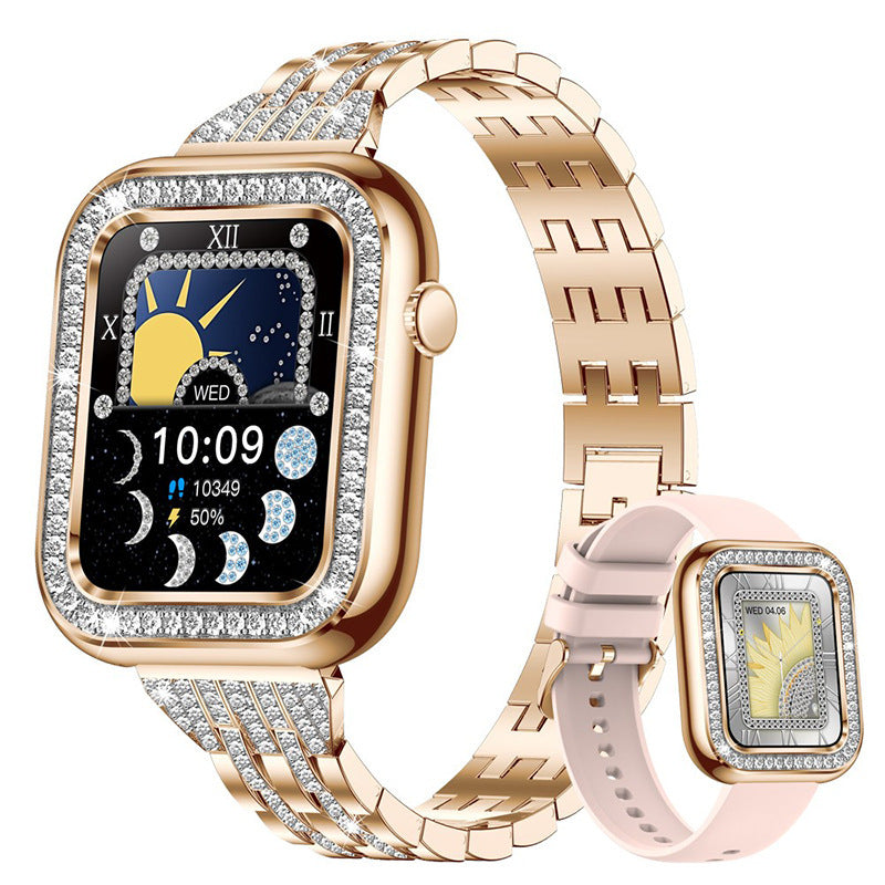 New Square Fashion Women Smart Wristwatch Diamond Waterproof