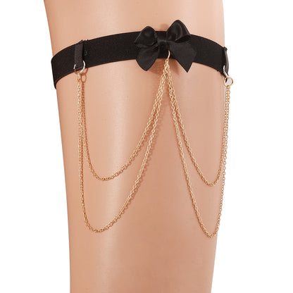 Sexy Fashion Leg Ring Elastic Band Bow Chain Tassel Leg Bracelet Ankle Ring