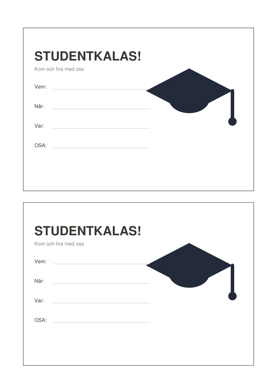 Studentkalas-paketet — STUDENTEN-banner, inbjudningar & cupcake-toppers (printbar PDF)