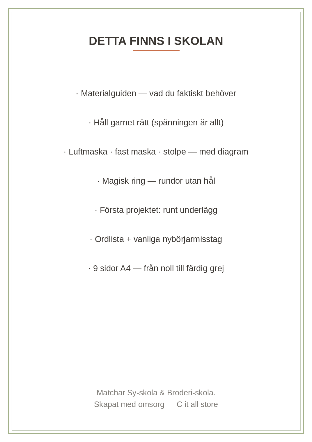 Virka-skola vol. 1 — luftmaska, fast maska, stolpe & magisk ring + första projektet (printbar PDF)