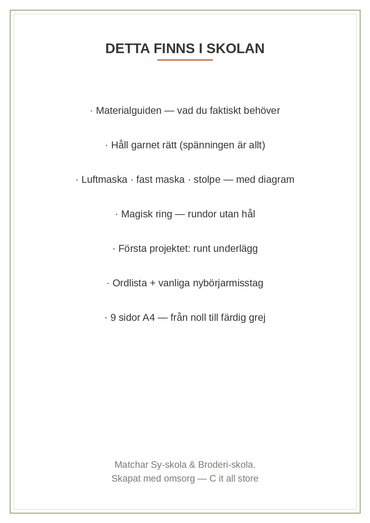 Virka-skola vol. 1 — luftmaska, fast maska, stolpe & magisk ring + första projektet (printbar PDF)