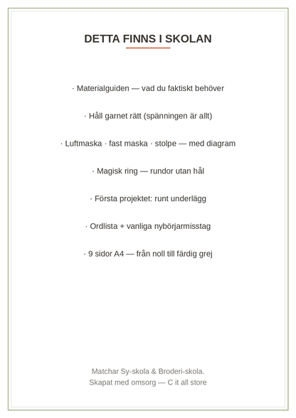 Virka-skola vol. 1 — luftmaska, fast maska, stolpe & magisk ring + första projektet (printbar PDF)