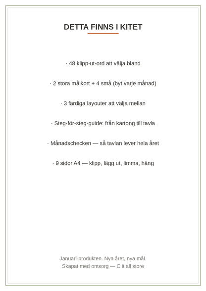 Vision board-kit 2027 — 48 klipp-ut-ord, målkort, layouter & månadscheck (printbar PDF)