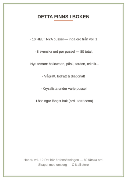 Ordletar-boken vol. 2 — 10 nya teman, 80 svenska ord att hitta + lösningar (printbar PDF)