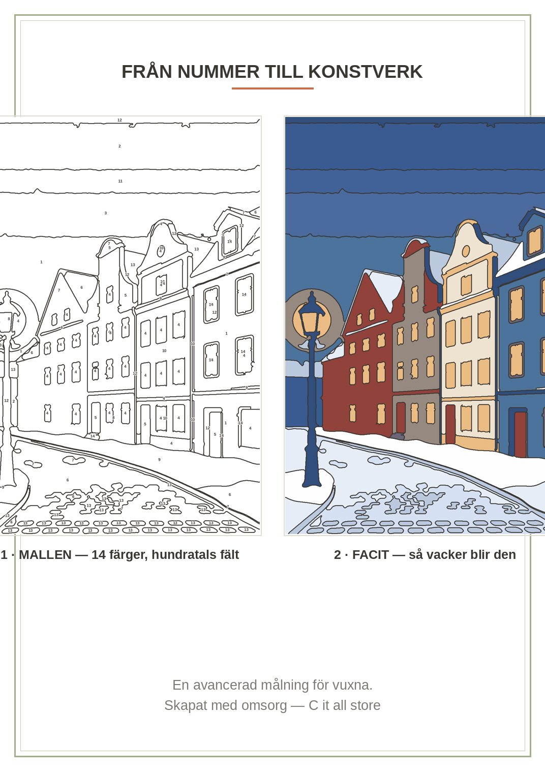 Måla efter nummer Premium vol. 2: Vinterkväll i gamla stan — avancerad målning för vuxna (printbar PDF)
