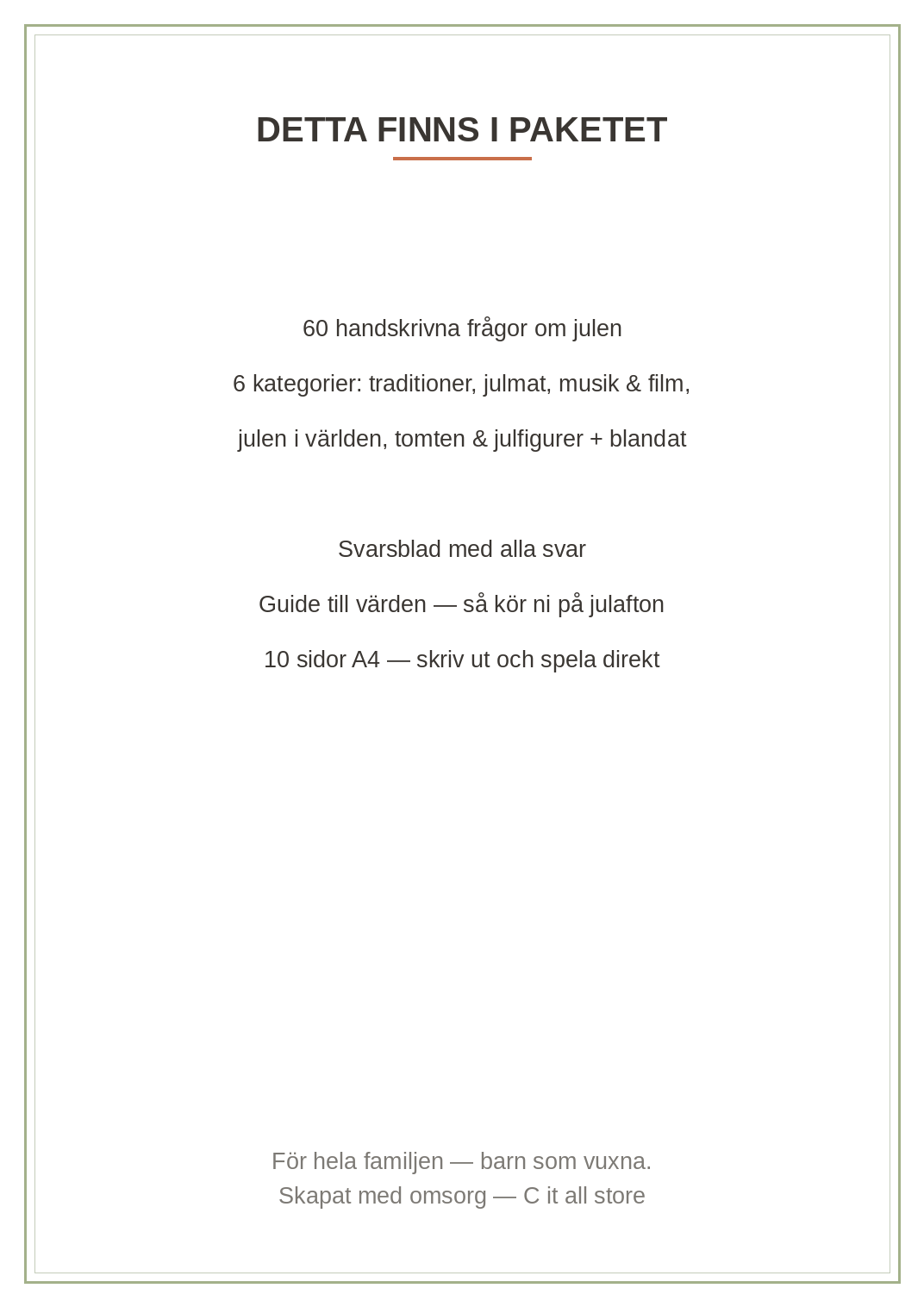 Julquiz 2026 — 60 frågor & svar för julafton (printbar PDF)