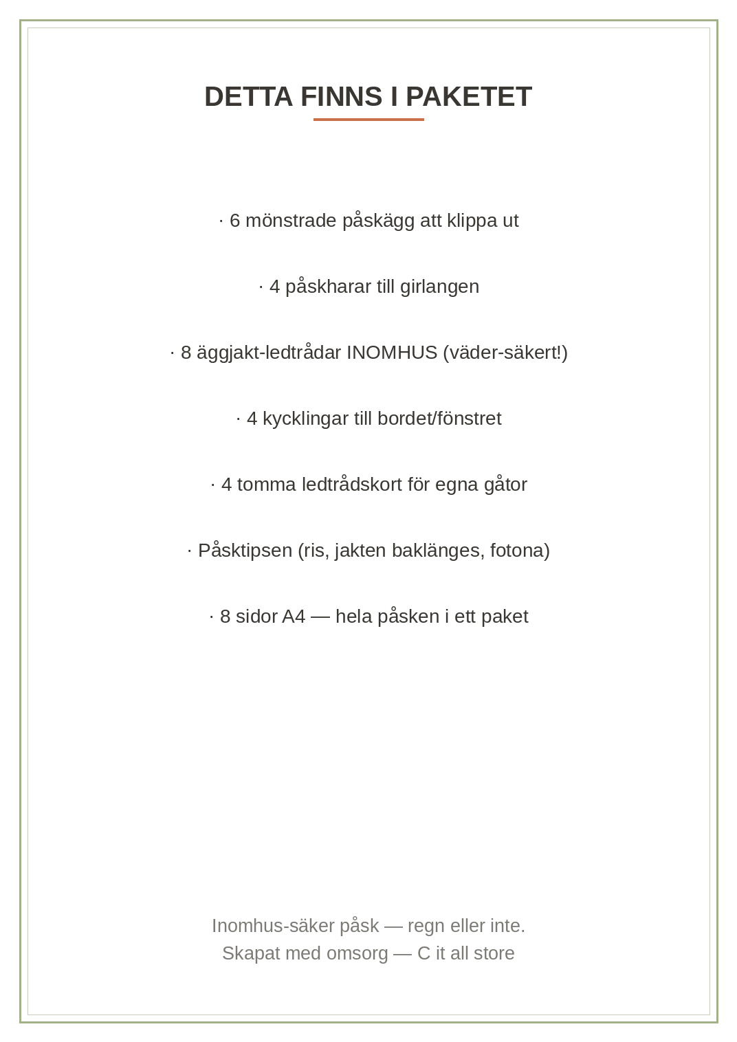Påskpyssel-paketet — ägg-dekor, hare-girlang, äggjakt-ledtådar inomhus & kycklingar (printbar PDF)
