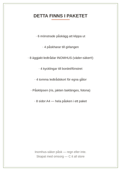 Påskpyssel-paketet — ägg-dekor, hare-girlang, äggjakt-ledtådar inomhus & kycklingar (printbar PDF)